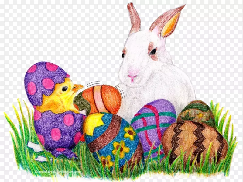 复活节兔子家庭兔子复活节彩蛋-复活节