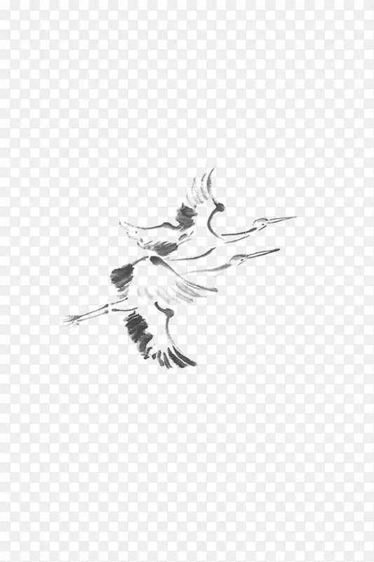 丹顶鹤画鸟水墨画起重机
