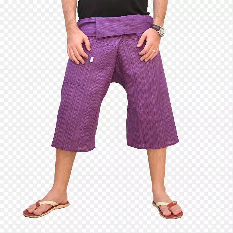 泰国渔夫裤服装腰部卡普里裤-妇女