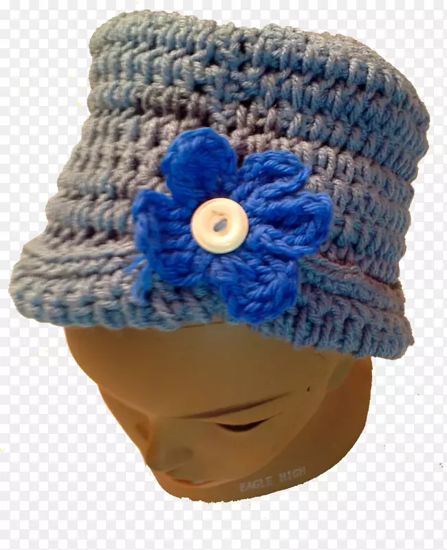 针织帽钩编帽钴蓝被子帽
