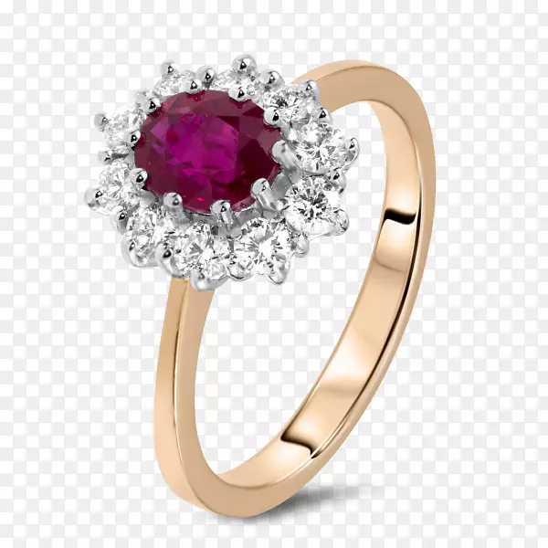 红宝石耳环钻石订婚戒指-红宝石