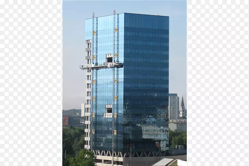 金属瓦斯特勒，布卢莫塔正面，蓝色结构，玻璃，建筑