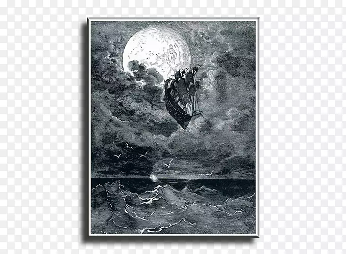 一次到月球的航行，一次狂野的穿越夜晚的旅行，画着乌鸦的插画。