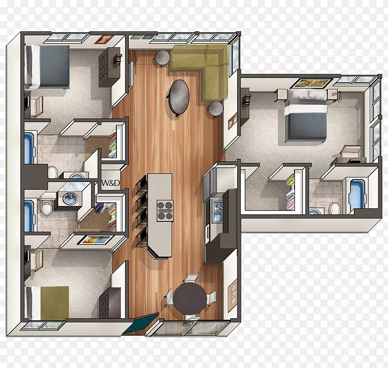 加州大学戴维斯分校，加州理工大学西村-漫步之家，冬至公寓，房屋平面图