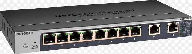 10千兆以太网交换机NETGEAR 8端口千兆位交换机管理的gs110 emx-100 nas