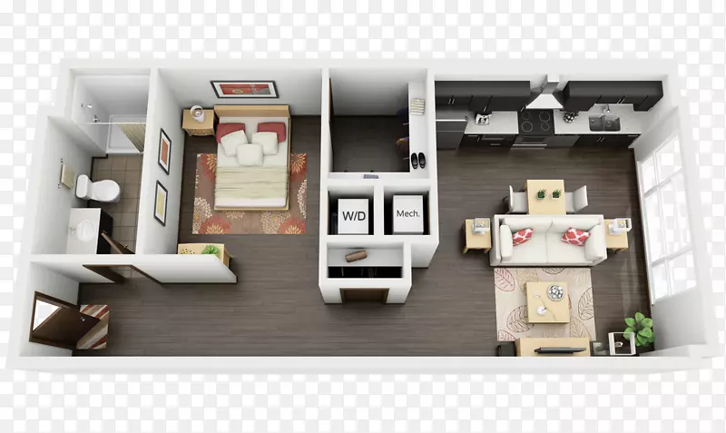 三维平面图住宅公寓家具-房屋