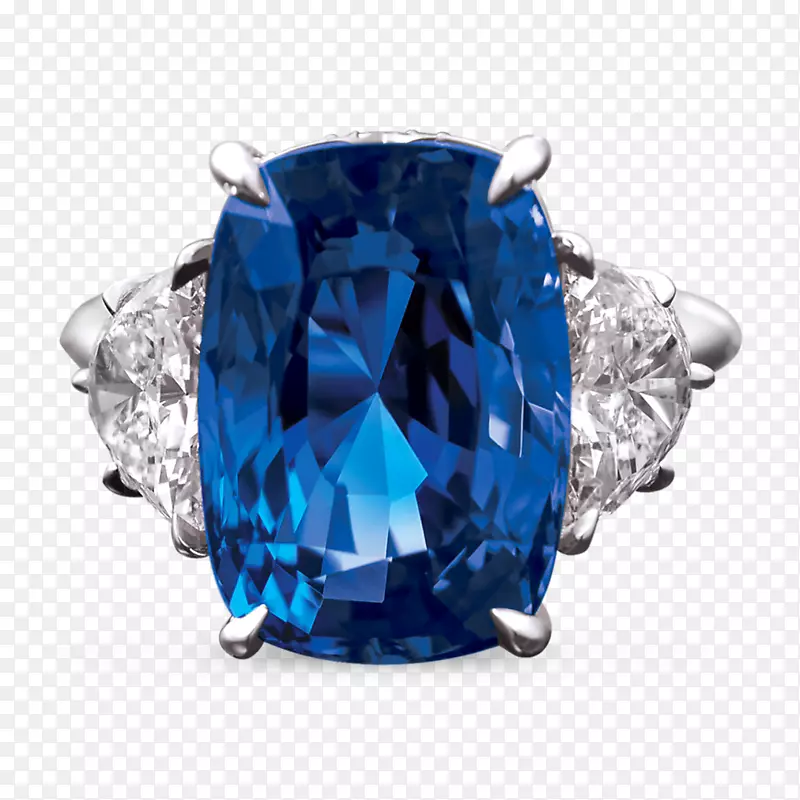 高级珠宝商戒指上的蓝宝石钻石.蓝宝石