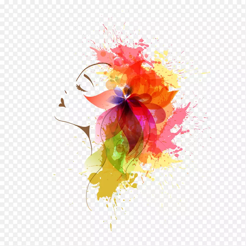 水彩画花卉设计女性设计