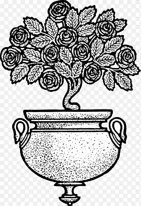 花卉设计花盆玫瑰剪贴画-花