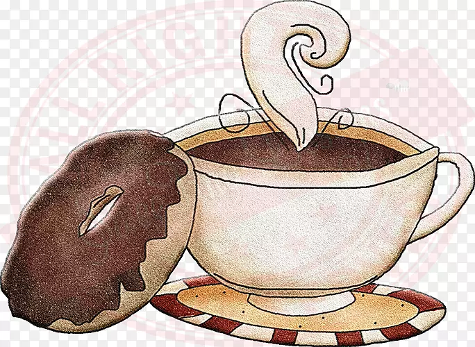 咖啡和甜甜圈，咖啡杯-咖啡