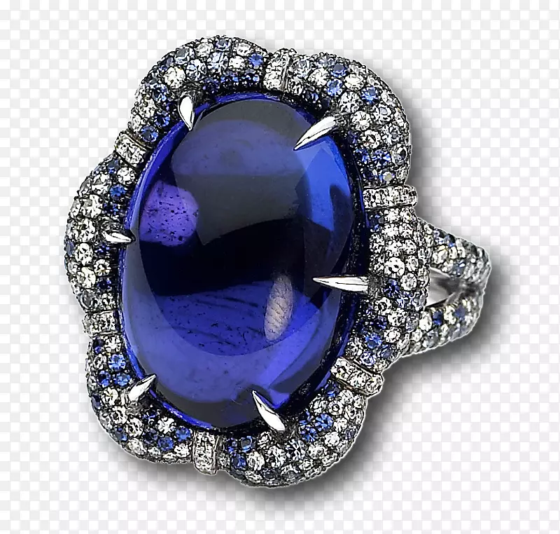 蓝宝石耳环订婚戒指钻石蓝宝石