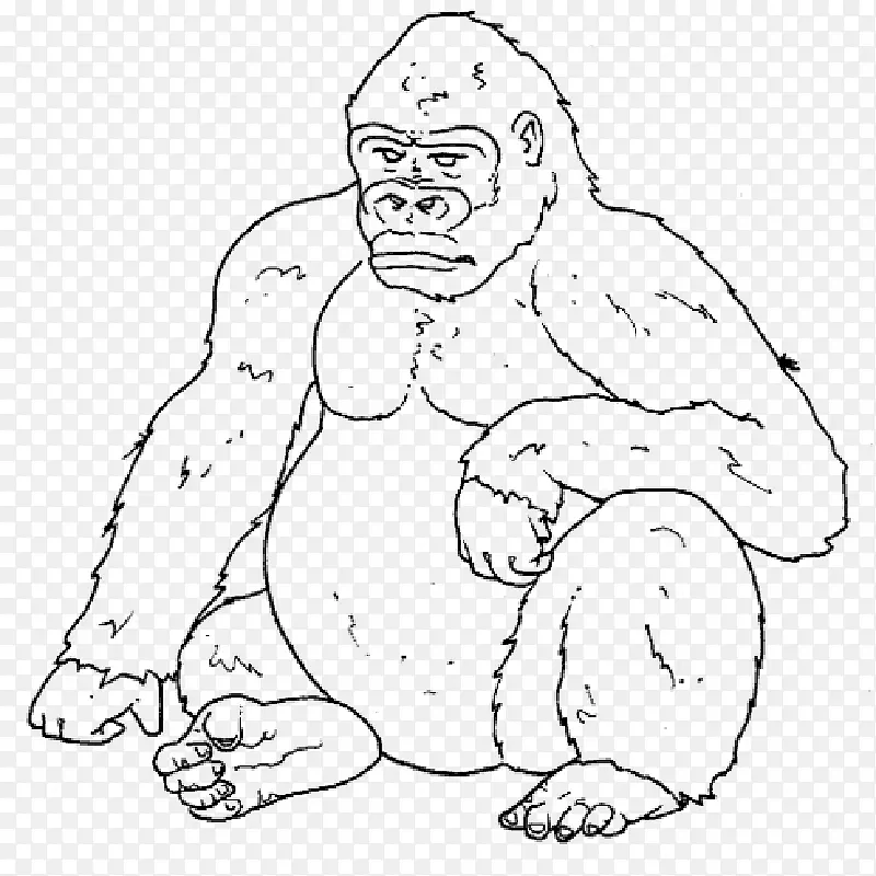 大猩猩着色书猿画儿童-大猩猩