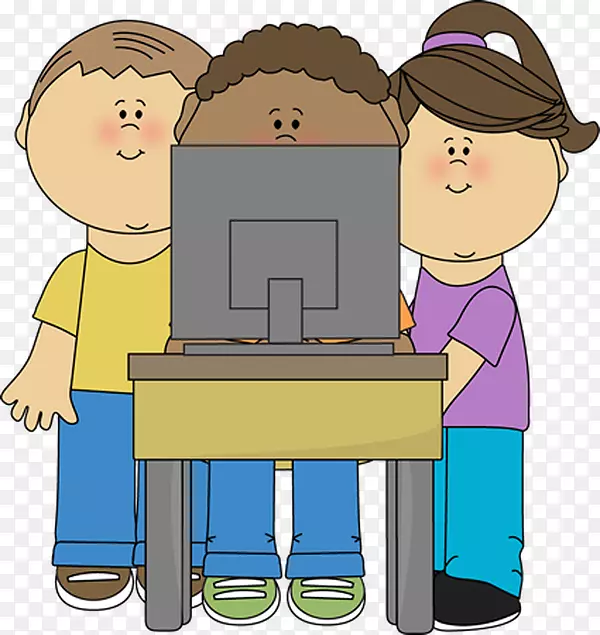 教室里的电脑儿童剪贴画-电脑