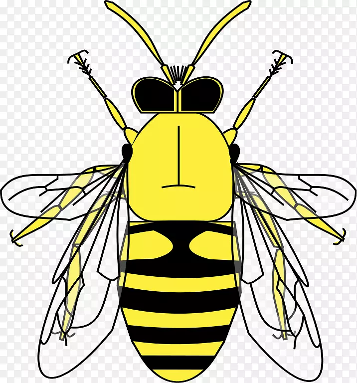 蜜蜂纹章花粉剪贴画-蜜蜂