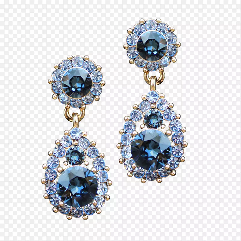 耳环蓝宝石首饰施华洛世奇百合花和玫瑰色蓝宝石
