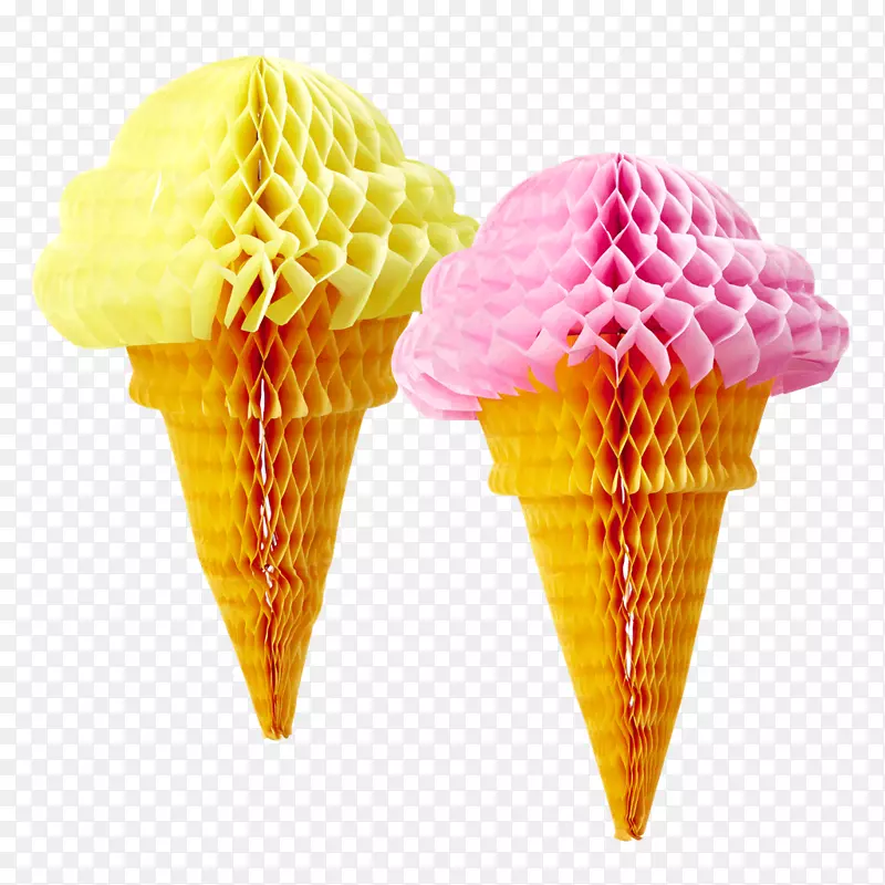 冰淇淋锥，蜂窝冰淇淋，草莓冰淇淋-冰淇淋派对