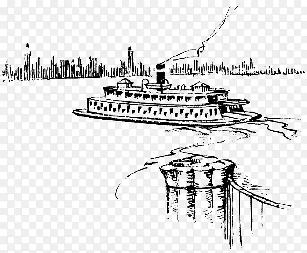 渡船建筑水船素描-渡船