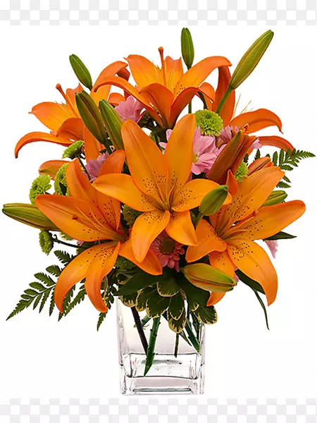 花卉设计橙色百合切花花束百合花橙