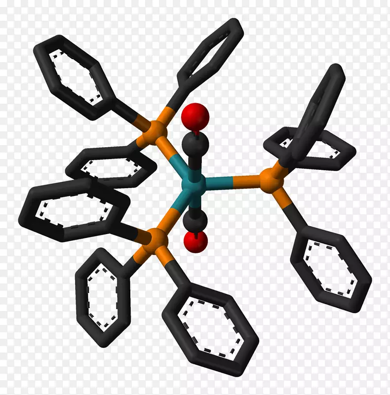 dicarbonyltris(triphenylphosphine)ruthenium(0)三角双锥体分子几何结构一氧化碳