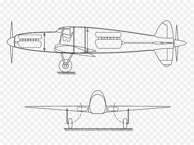 飞机螺旋桨航空航天工程草图.推拉