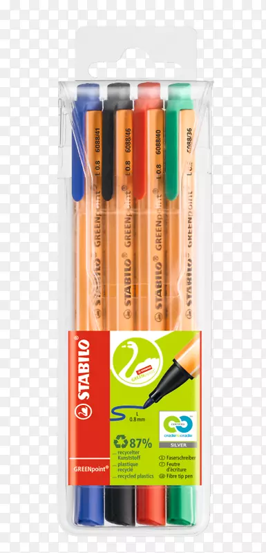 纸笔绿点多孔点笔稳定绿点-纤维尖笔-黑色-0.8毫米-大笔