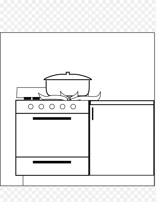 烹饪范围：木制炉灶，奥拉，剪贴画，线条艺术食品