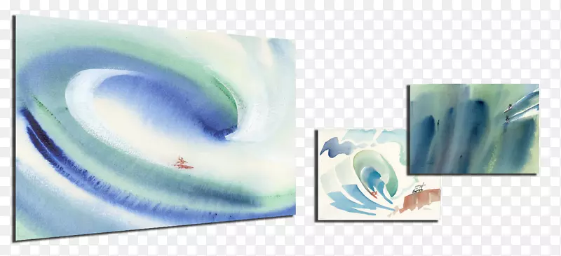 水彩画冲浪约翰塞弗森的冲浪艺术-水彩冲浪板