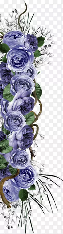 花卉设计蓝色玫瑰模英式罗森切花-数码剪贴簿