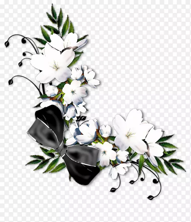 花卉设计白色剪贴画-花布兰卡
