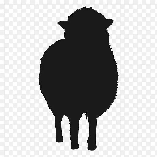 绵羊剪影剪贴画-羊黑色