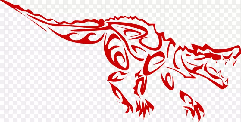 卡普苏丘斯重爪龙恐龙艺术纹身-部落动物