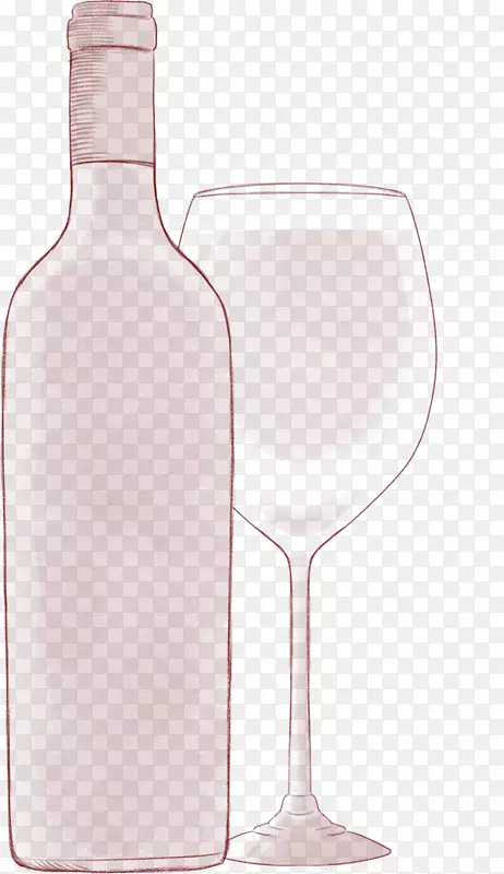 酒杯利口酒玻璃瓶.葡萄酒素描