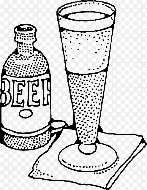 啤酒瓶米勒酿造公司啤酒眼镜剪辑艺术鸡尾酒素描