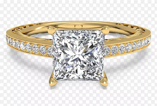 公主切割钻石订婚戒指-金手镯