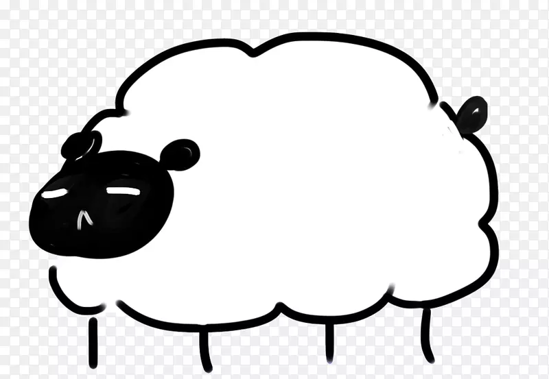 鼻子白线艺术卡通剪辑艺术-可爱的羔羊