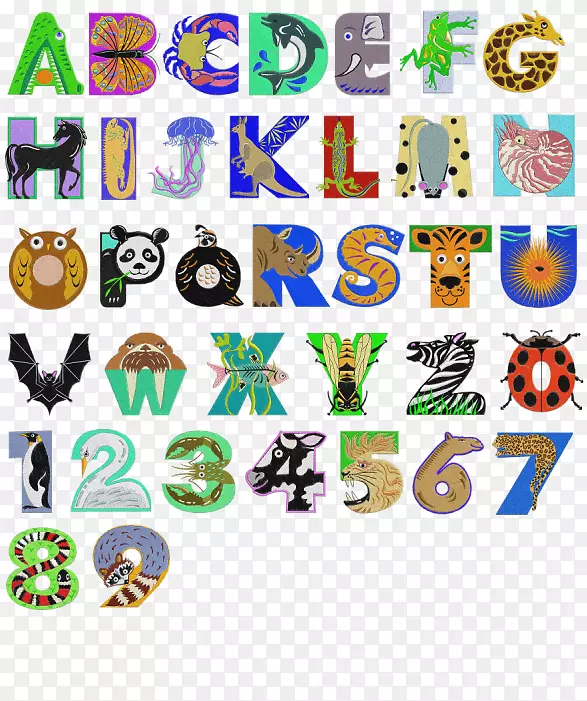 字母说明字母表涂鸦动物字母表