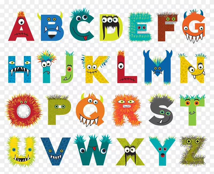怪物字母表字母剪辑艺术-怪物字母