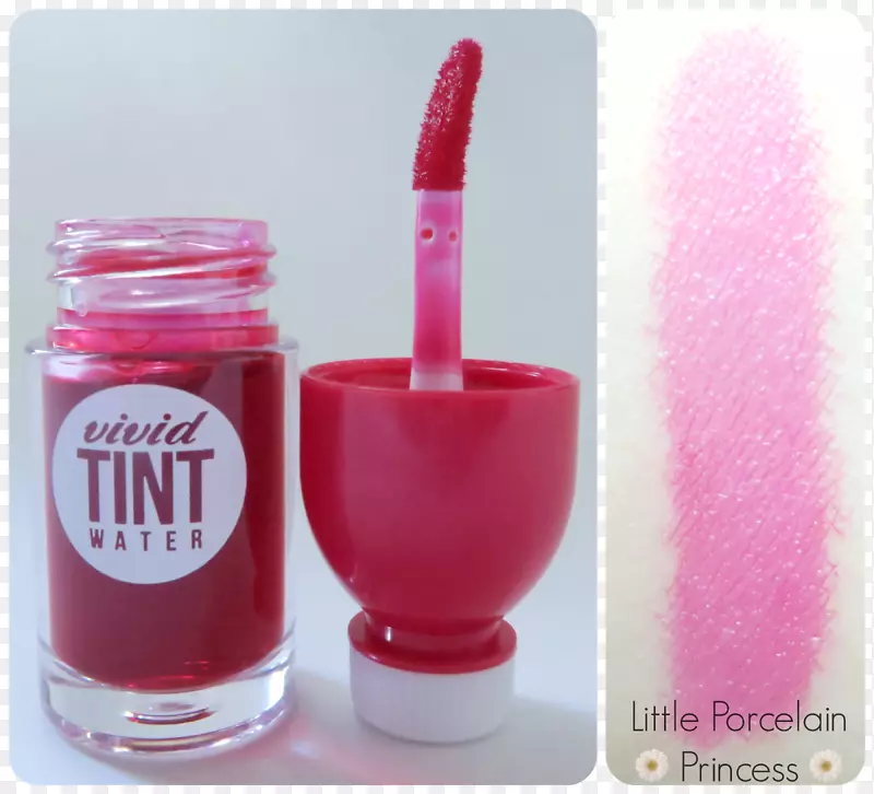 唇彩色斑和阴影唇膏-美丽的粉红色水渍