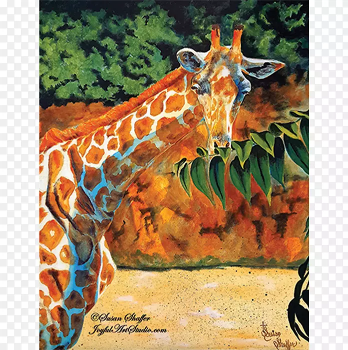 长颈鹿绘画艺术工作室水彩画长颈鹿