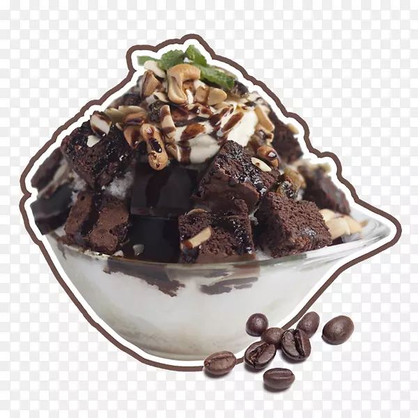 圣代巧克力冰淇淋巧克力布朗尼巧克力糖浆冰淇淋