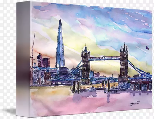 石塔桥水彩画艺术-伦敦塔桥