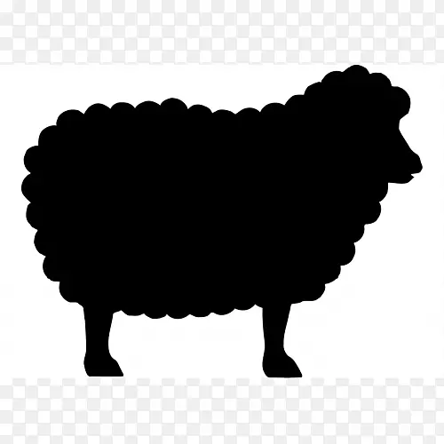 绵羊剪影剪贴画-黑羊