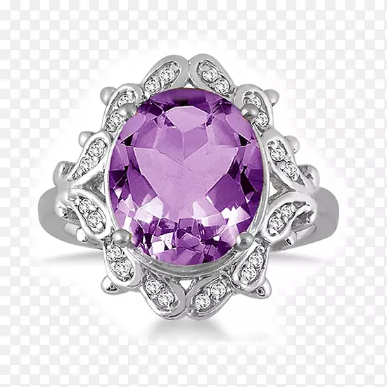 紫水晶钻石戒指紫色红宝石偶环