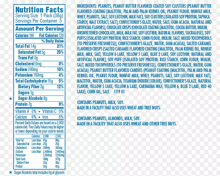营养事实标签早餐谷类食品混合阿特金斯饮食.理想体重的计算