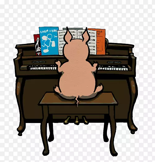 钢琴家钢琴猪卡通剪辑弹钢琴