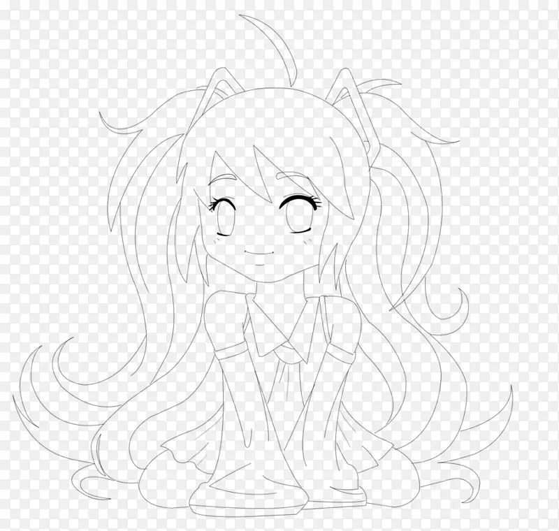 线条艺术耳朵卡通白色素描线性