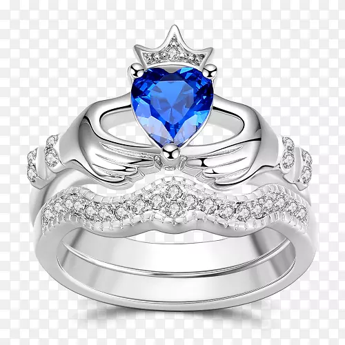蓝宝石婚戒珠宝订婚夫妇戒指