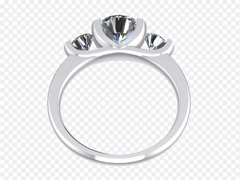 结婚戒指蓝宝石银身珠宝首饰模型