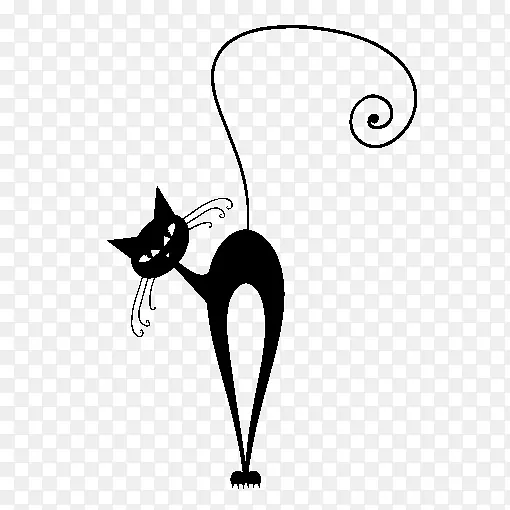 黑猫剪影剪贴画纹身
