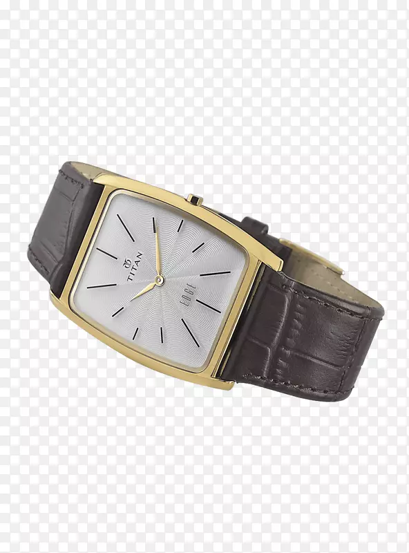表带皮革泰坦公司金属-男式手表